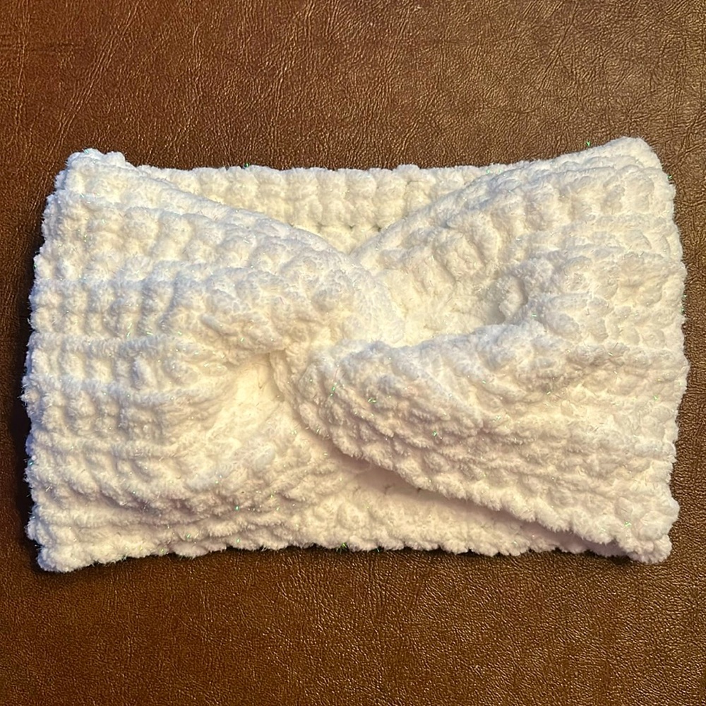 Crochet Winter White Headband